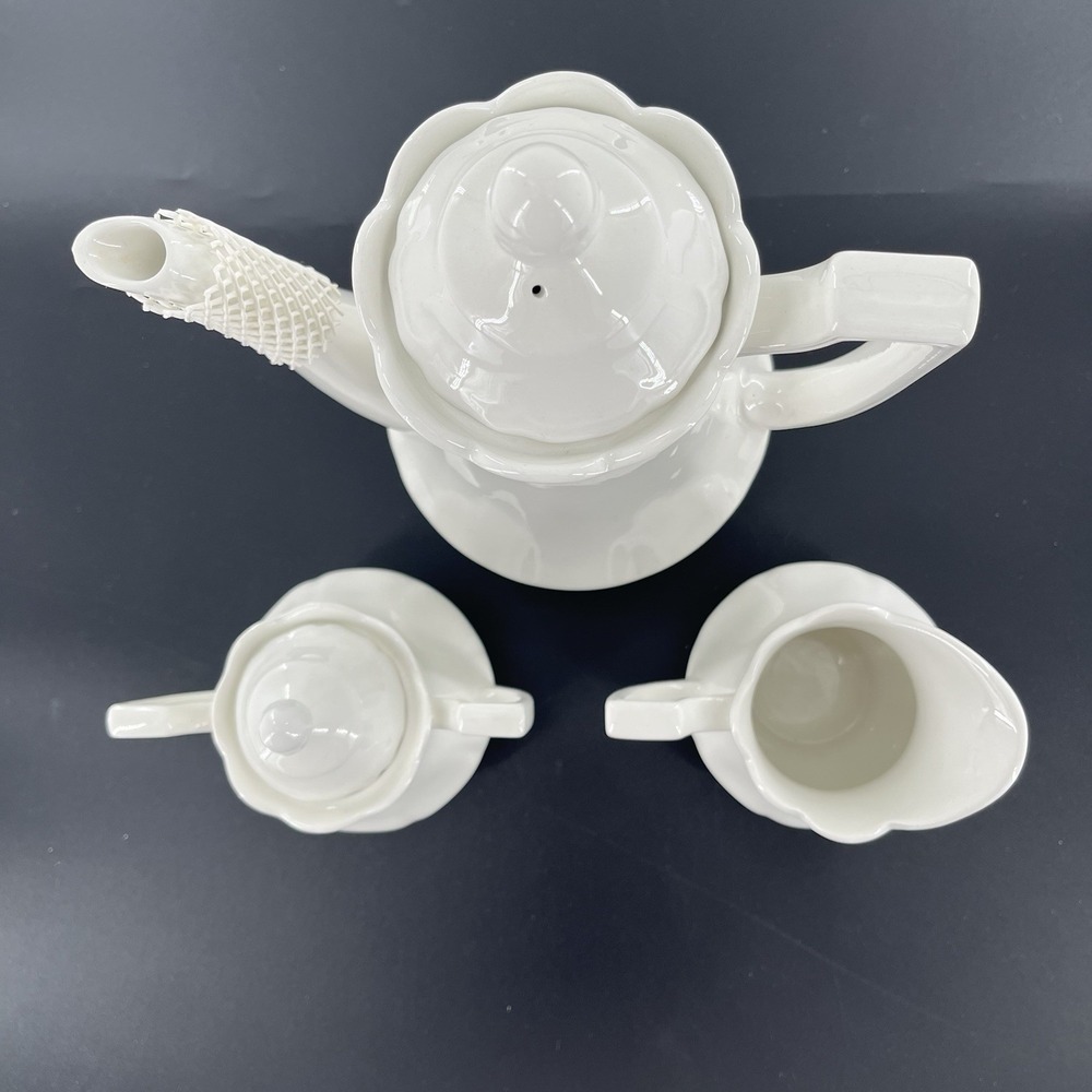 5 Meakin Heirloom Ironstone Teapot Coffee Pot Creamer Sugar Royal Staffordshire - Picture 4 of 15